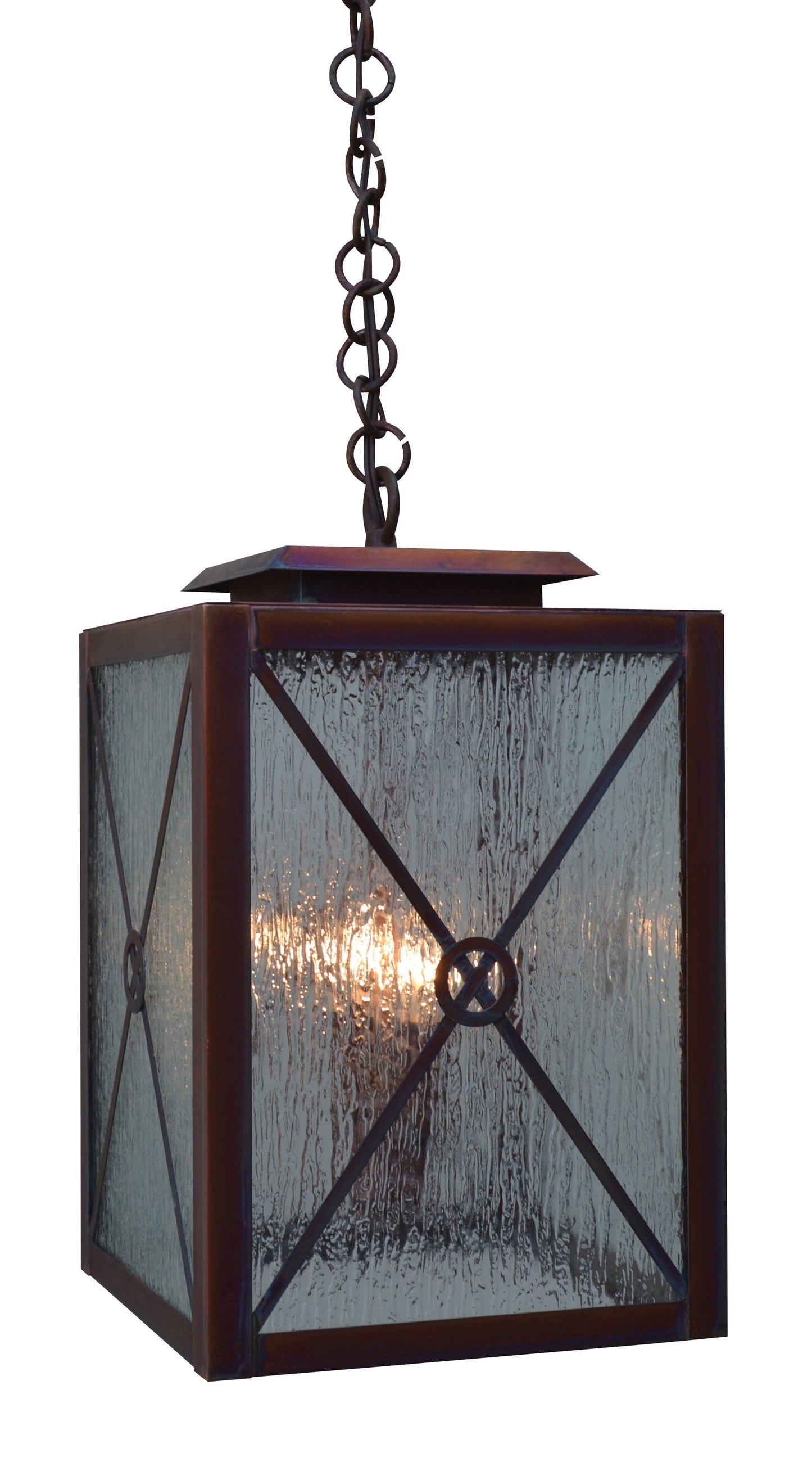 Arroyo Craftsman Exeter 9" Mission Brown Pendant With Gold White Iridescent Glass