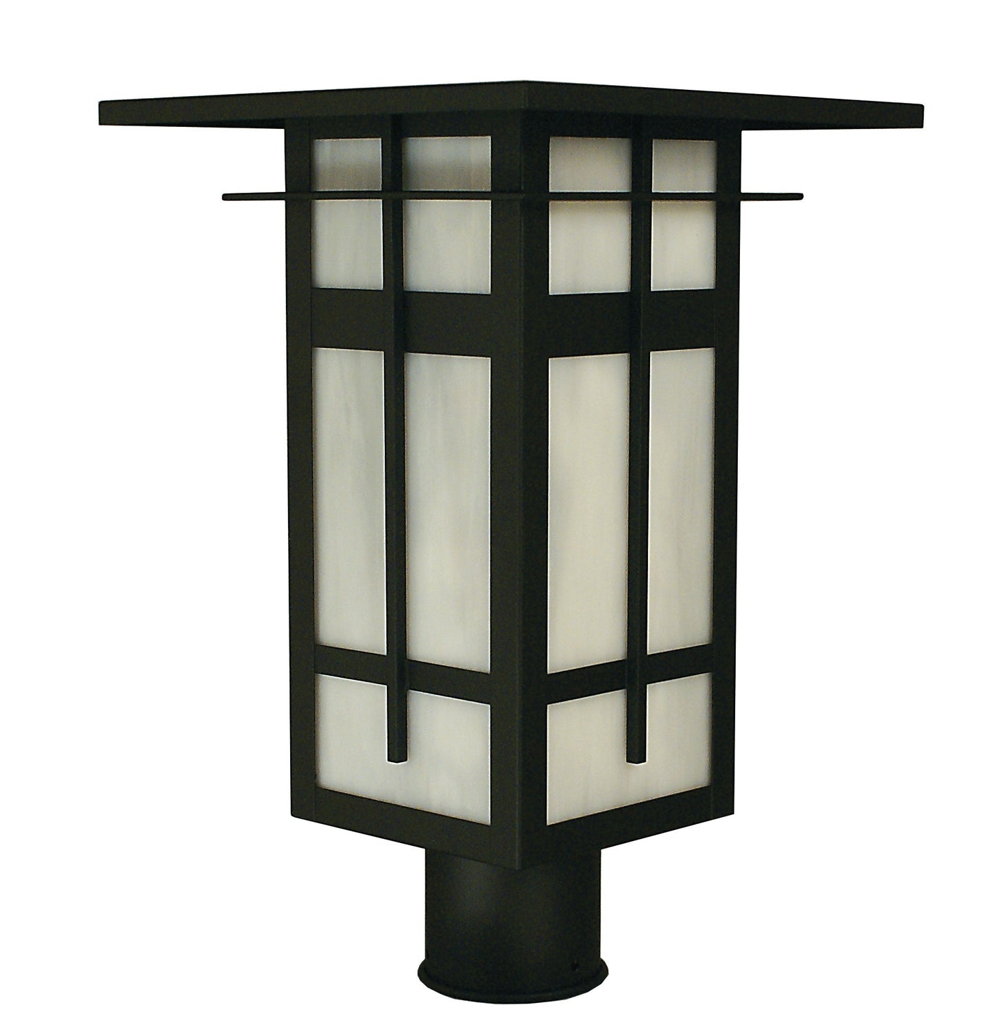 Arroyo Craftsman Finsbury 10" Antique Copper Post Mount With Tan Glass