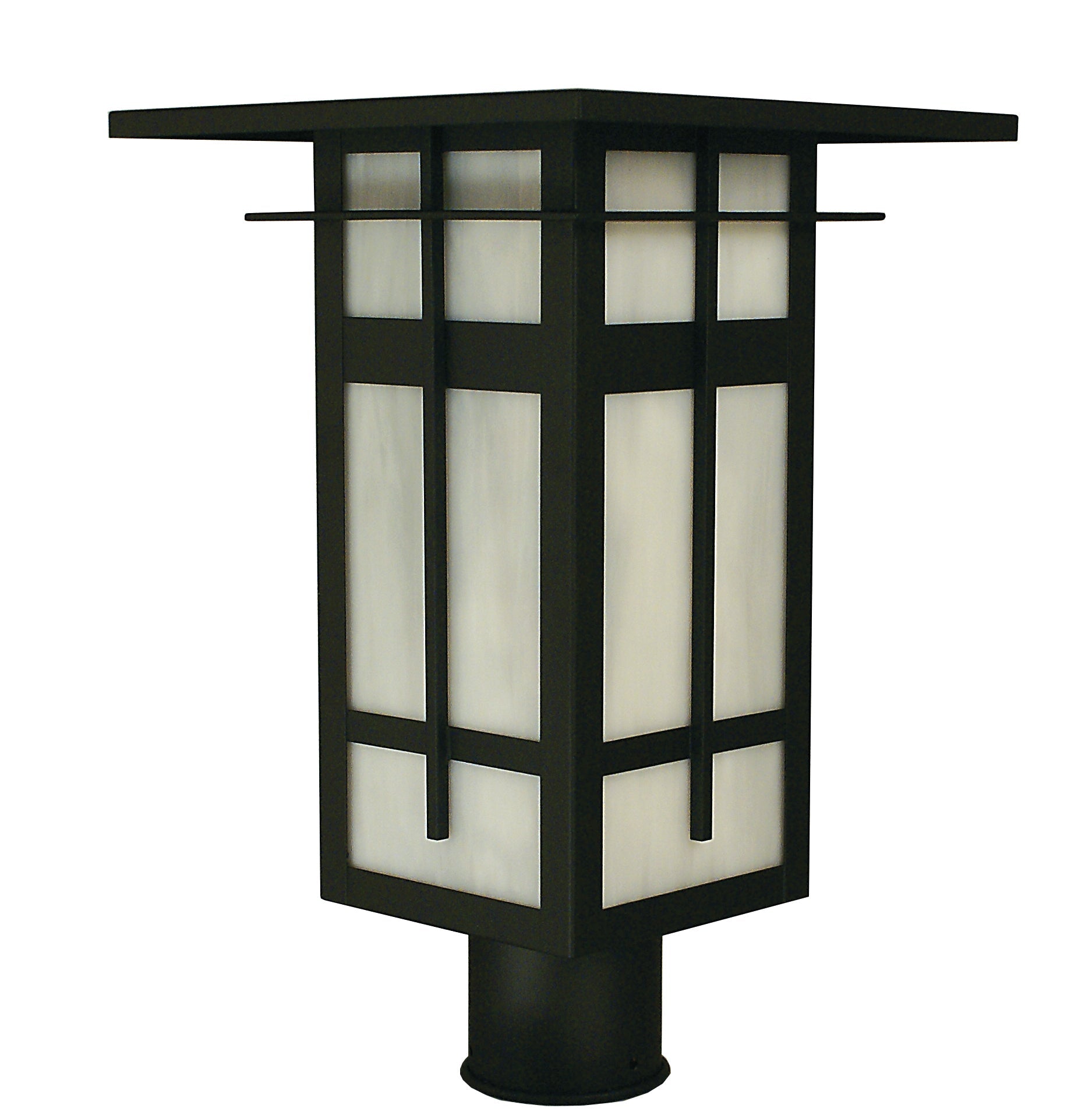 Arroyo Craftsman Finsbury 10" Antique Copper Post Mount With Tan Glass
