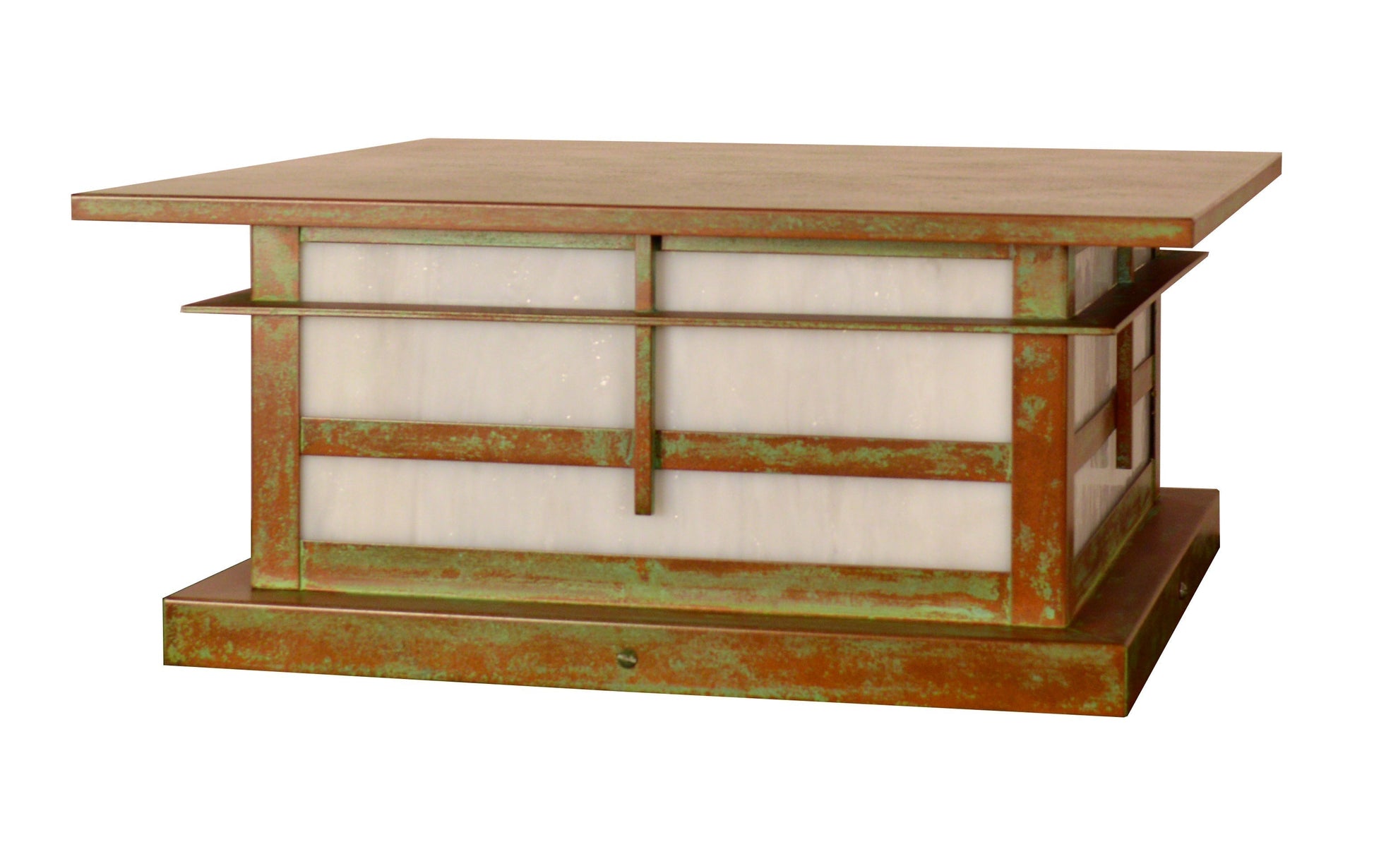 Arroyo Craftsman Finsbury 16" Slate Column Mount With Tan Glass