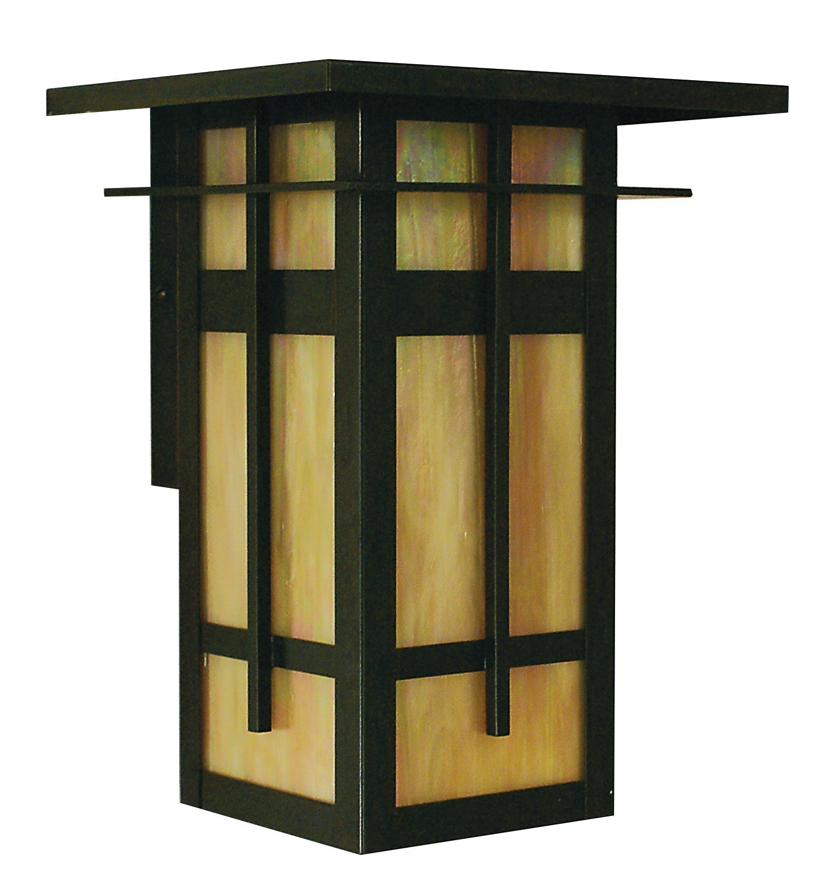 Arroyo Craftsman Finsbury 8" Bronze Long Body Flush Wall Mount With Tan Glass