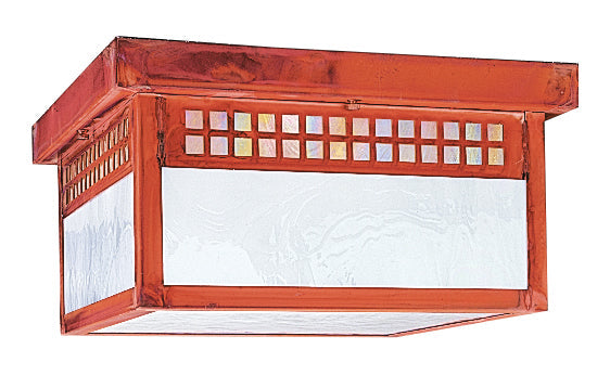 Arroyo Craftsman Glasgow 12" Mission Brown Flush Ceiling Mount With Cream Glass