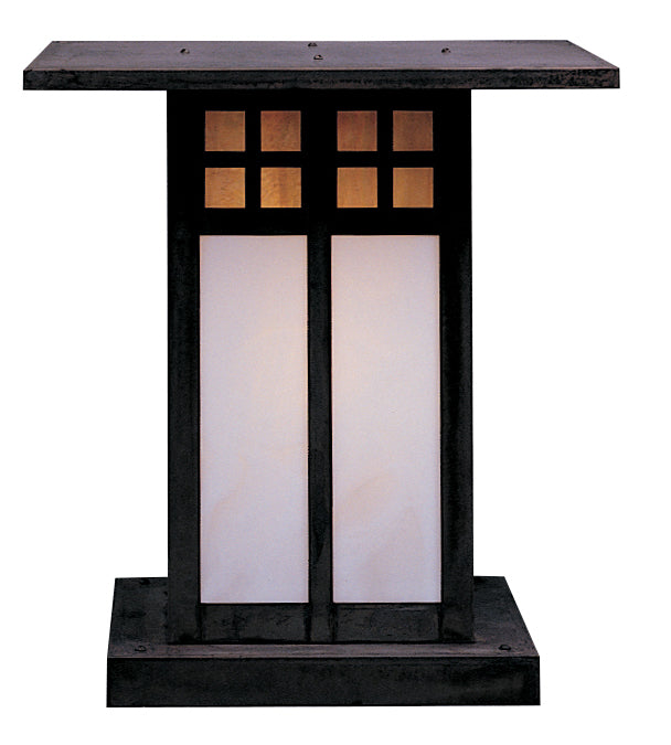 Arroyo Craftsman Glasgow 18" Raw Copper Column Mount With Red and White Opalescent Combination Glass
