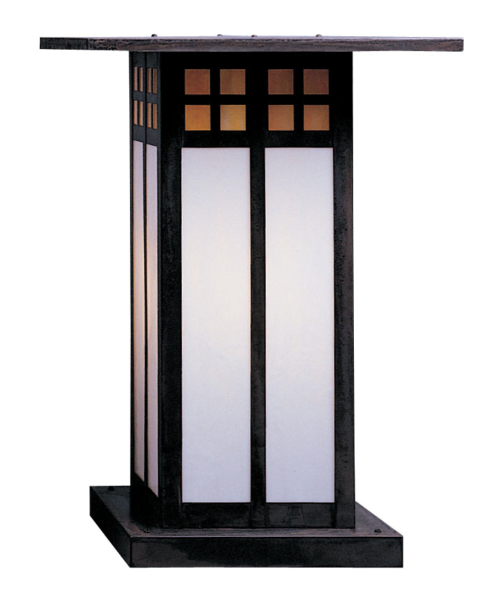 Arroyo Craftsman Glasgow 18" Satin Black Long Body Column Mount With Off White Glass