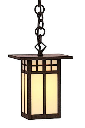 Arroyo Craftsman Glasgow 6" Mission Brown Long Body Pendant With Cream Glass