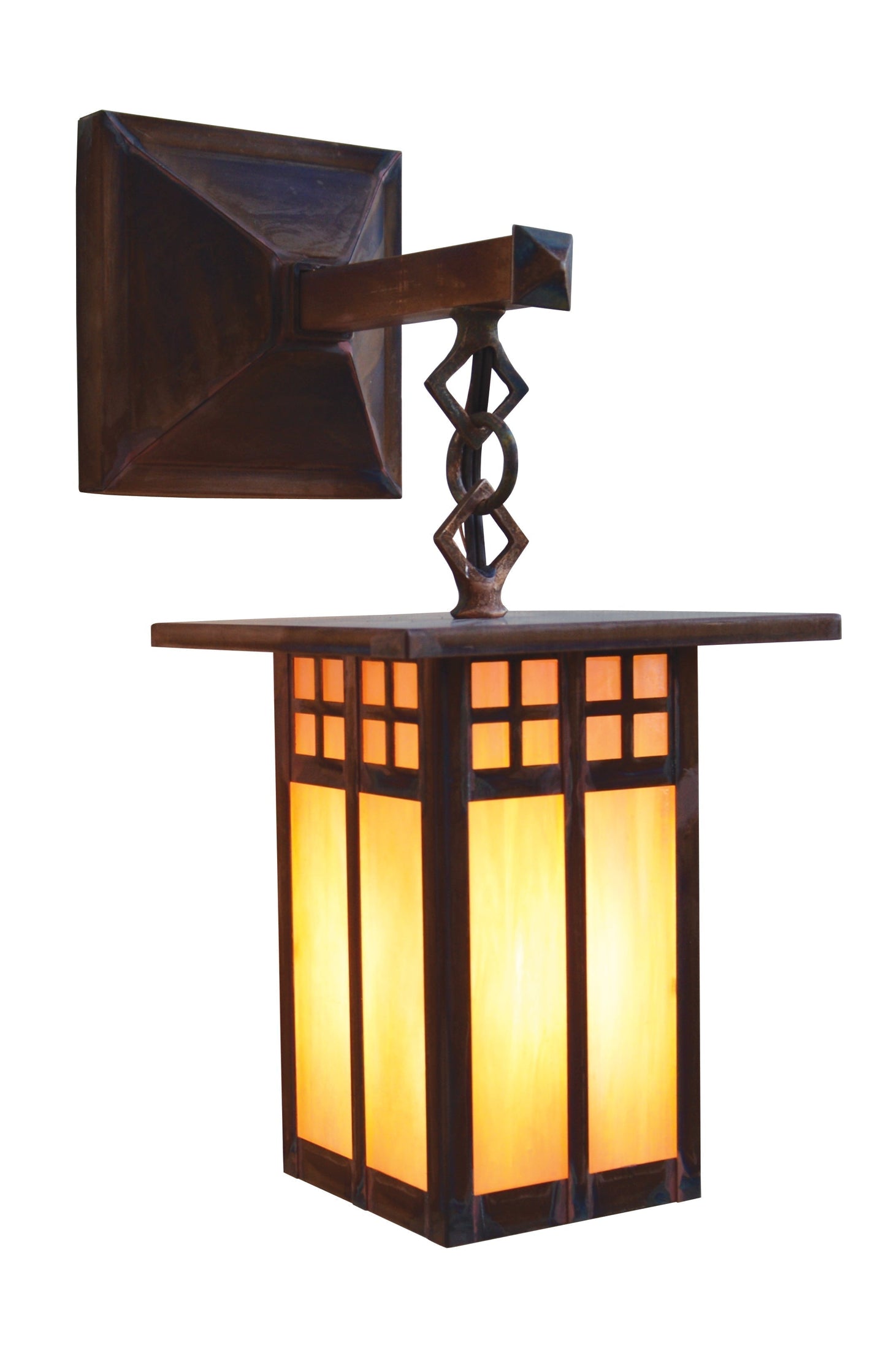Arroyo Craftsman Glasgow 6" Pewter Straight Arm Long Body Wall Mount With Tan Glass