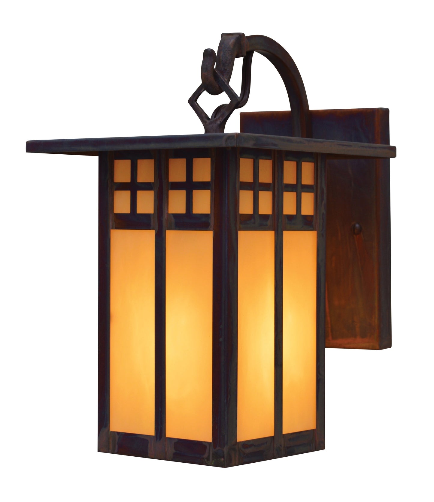 Arroyo Craftsman Glasgow 6" Rustic Brown Long Body Wall Mount With White Opalescent Glass
