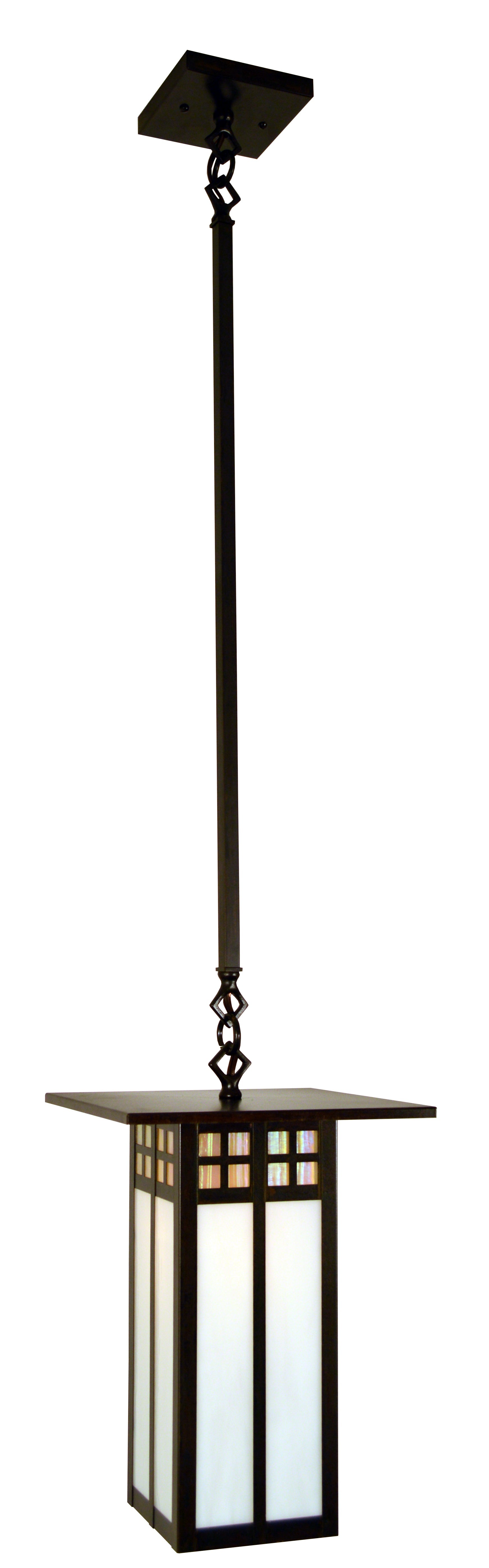 Arroyo Craftsman Glasgow 9" Bronze Long Body Stem Mount Pendant With Frosted Glass