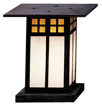 Arroyo Craftsman Glasgow 9" Mission Brown Column Mount With Clear Seedy Glass