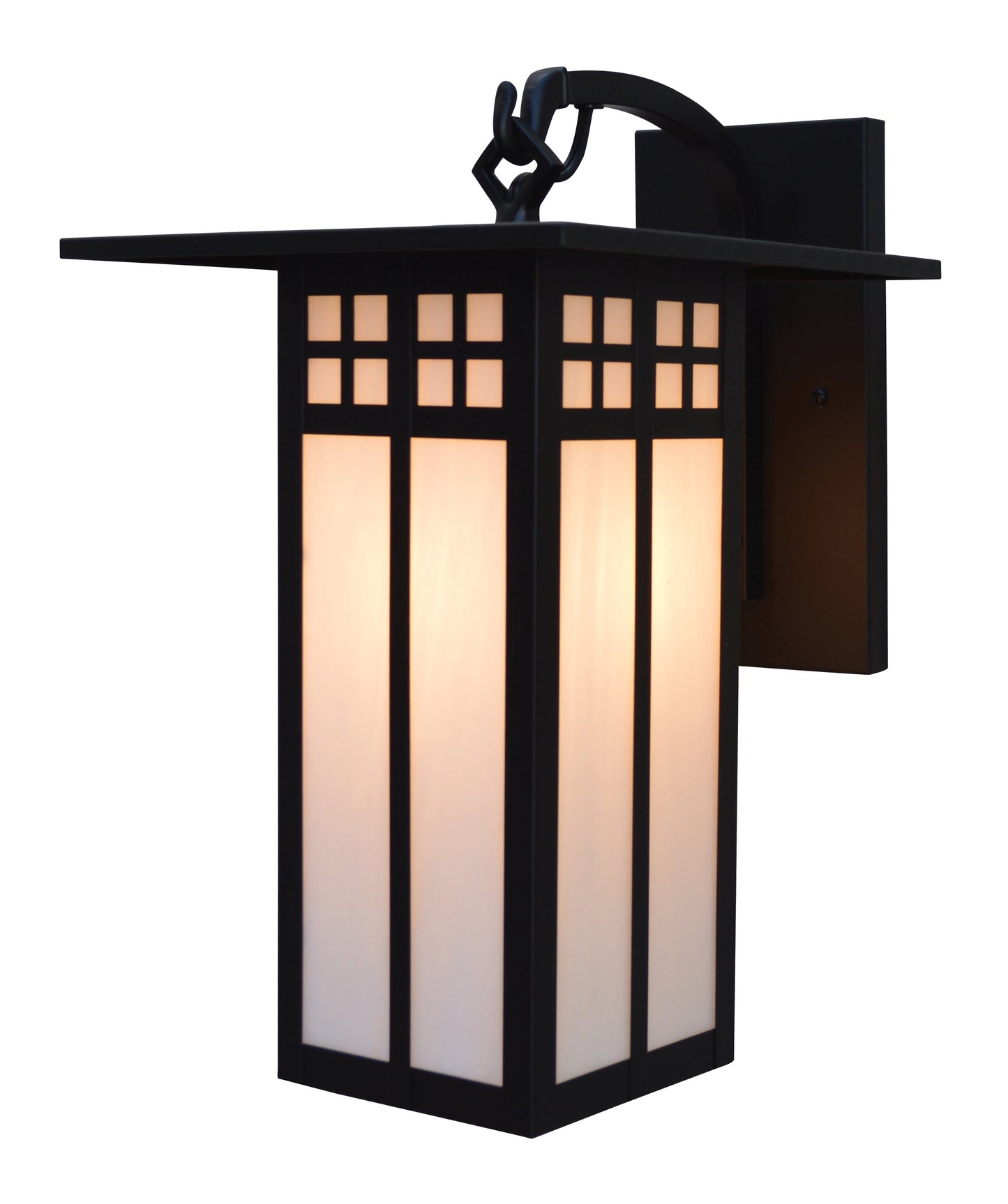 Arroyo Craftsman Glasgow 9" Pewter Long Body Wall Mount With Amber Mica Glass