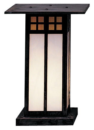 Arroyo Craftsman Glasgow 9" Rustic Brown Long Body Column Mount With Frosted Glass