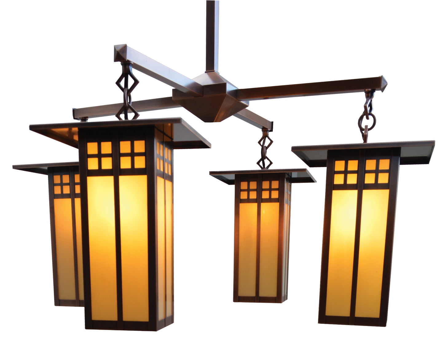 Arroyo Craftsman Glasgow 9" Slate Long Body 4 Light Chandelier With Clear Seedy Glass