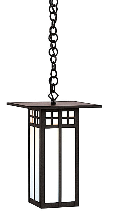 Arroyo Craftsman Glasgow 9" Slate Long Body Pendant With Cream Glass