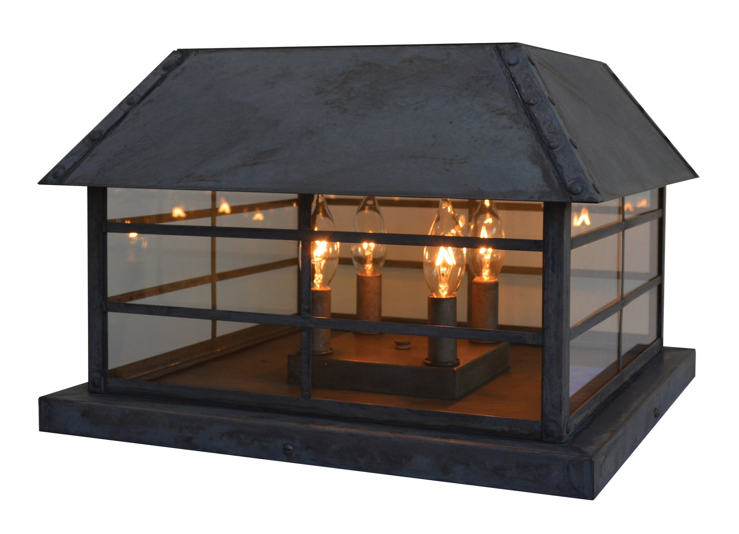 Arroyo Craftsman Hampton 16" Pewter Column Mount With Off White Glass