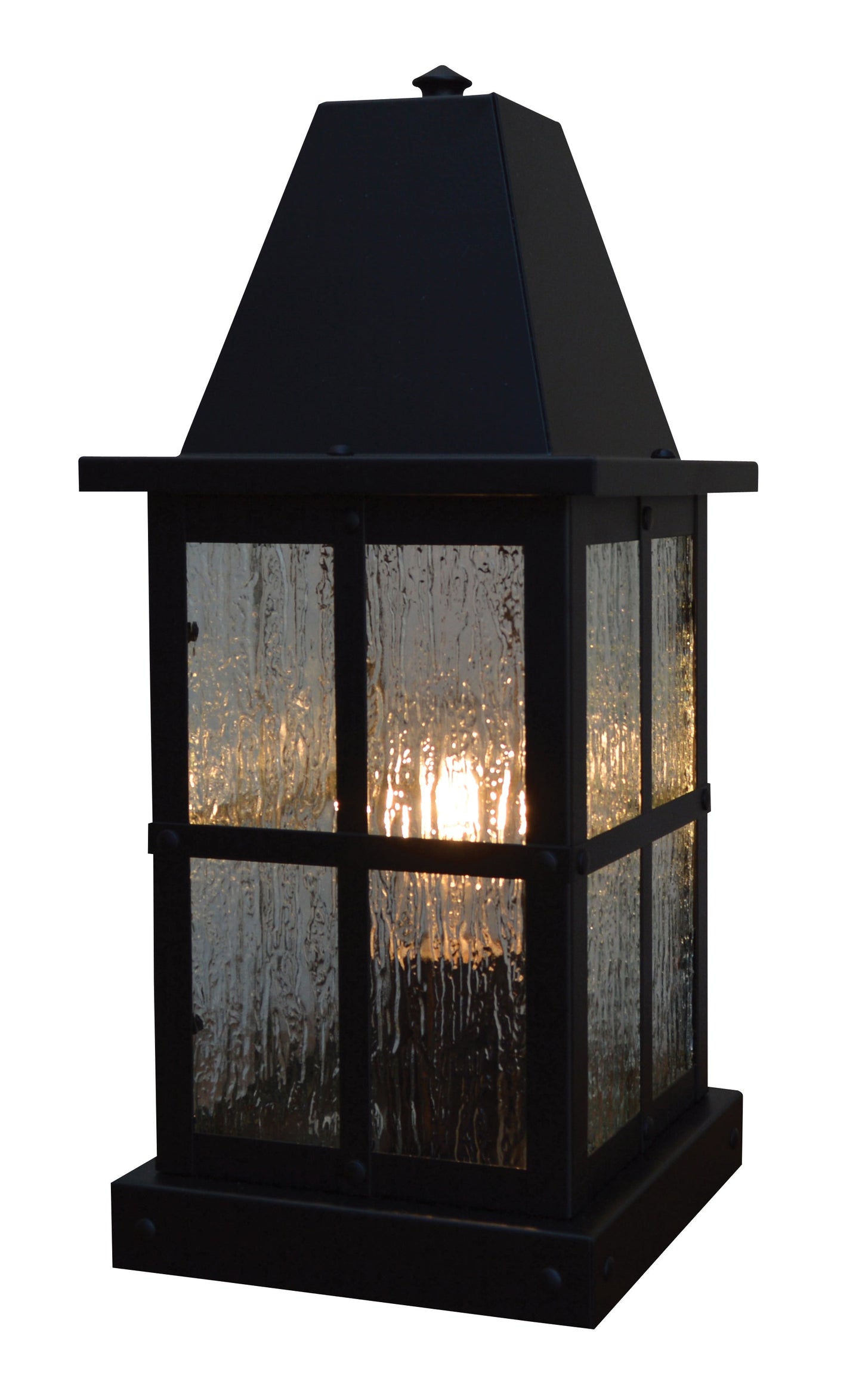 Arroyo Craftsman Hartford 6" Rustic Brown Column Mount With Tan Glass