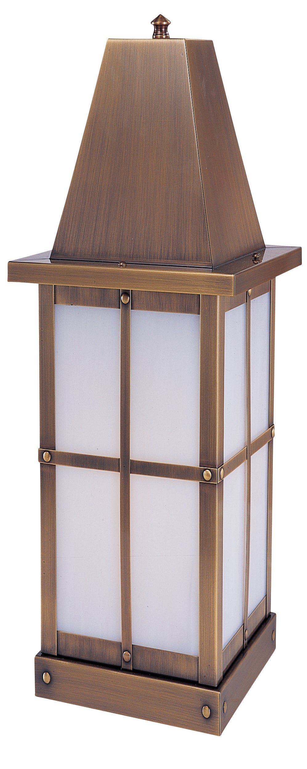 Arroyo Craftsman Hartford 8" Antique Copper Long Body Column Mount With Almond Mica Glass