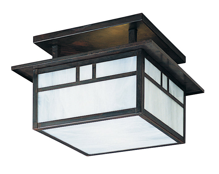 Arroyo Craftsman Huntington 12" Rustic Brown Ceiling Mount With Rain Mist Glass