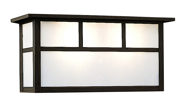 Arroyo Craftsman Huntington 14" Pewter Short Body Sconce With Off White Glass and Double T-Bar Overlay