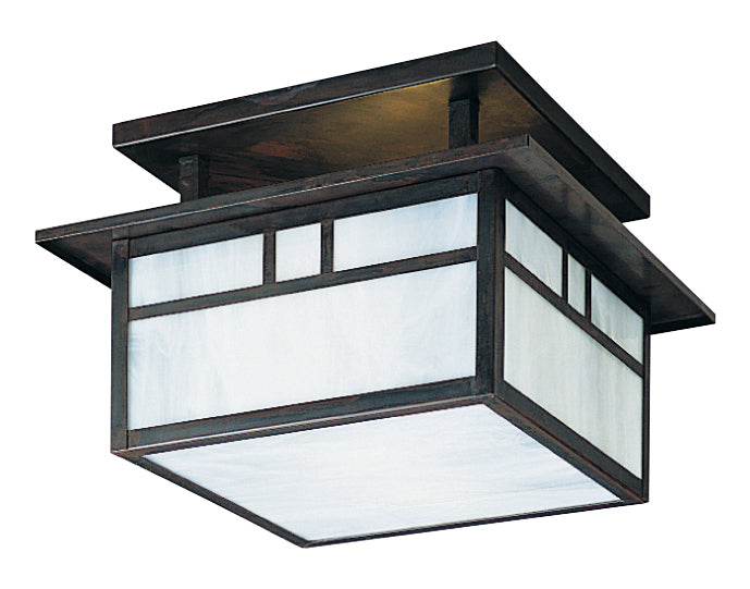 Arroyo Craftsman Huntington 15" Pewter Ceiling Mount With Amber Mica Glass