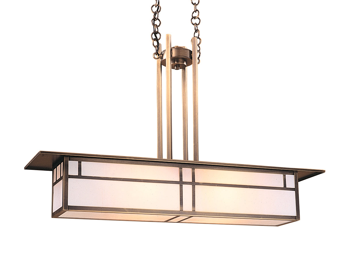 Arroyo Craftsman Huntington 35" Pewter Mini-Island Pendant With Gold White Iridescent Glass