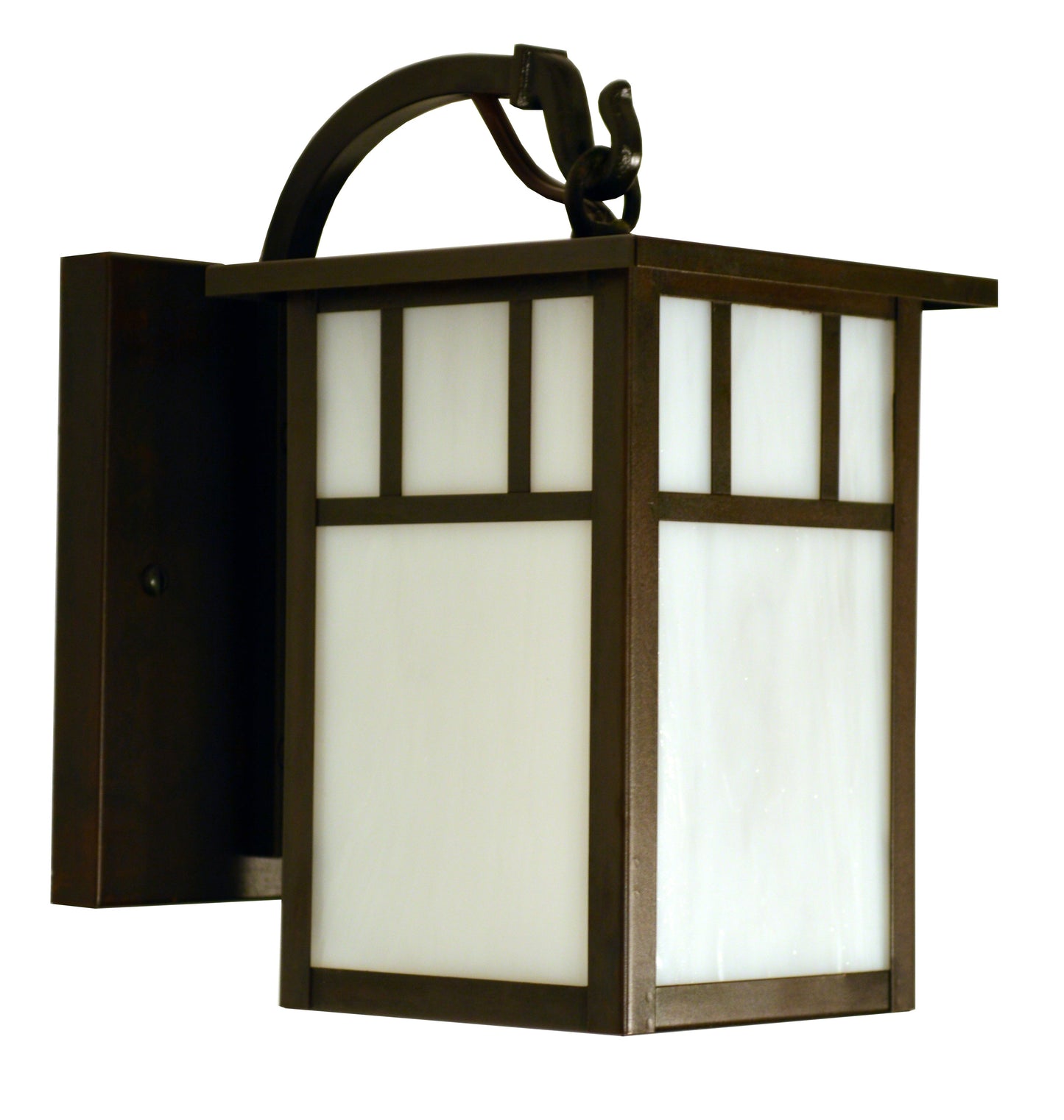 Arroyo Craftsman Huntington 4" Antique Brass Wall Mount With Almond Mica Glass and Classic Arch Overlay