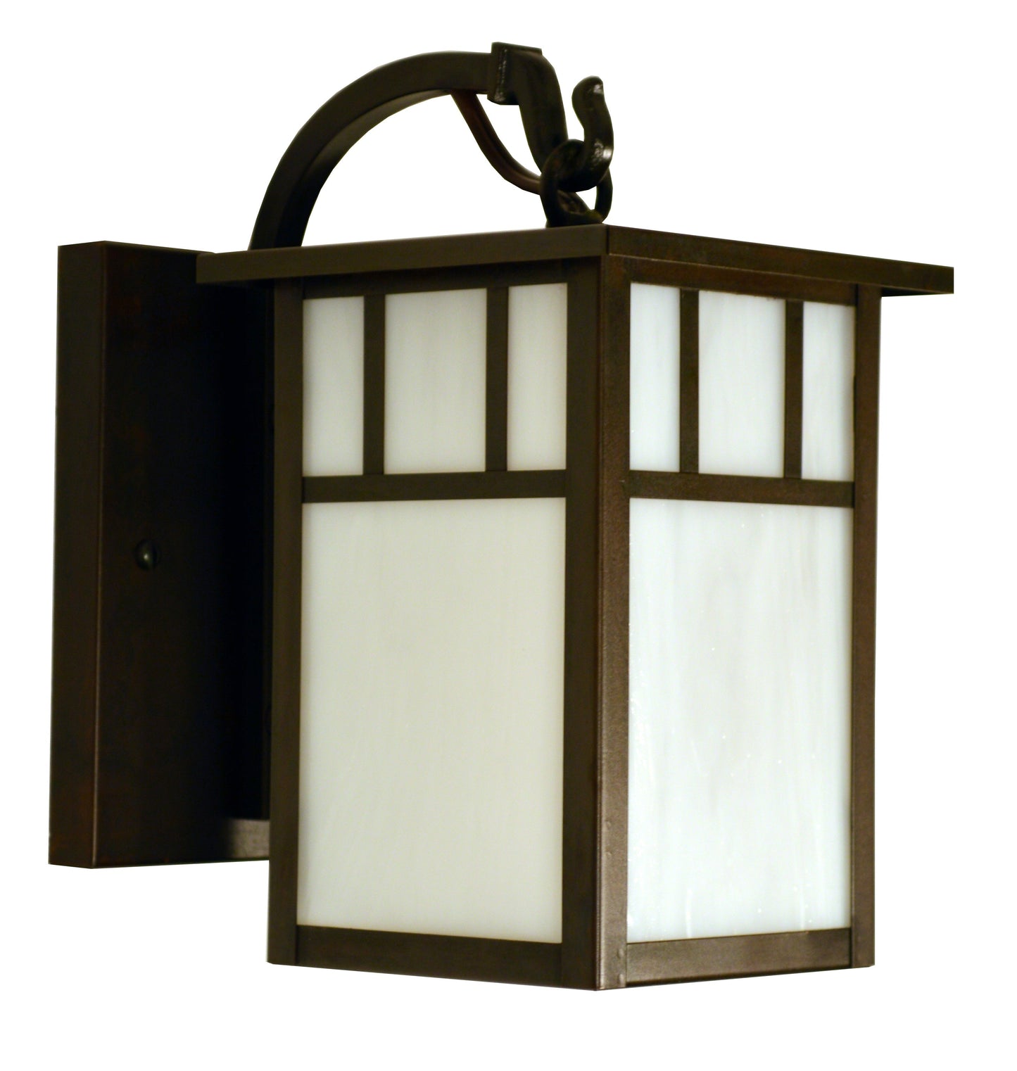 Arroyo Craftsman Huntington 4" Antique Copper Wall Mount With Cream Glass and Classic Arch Overlay