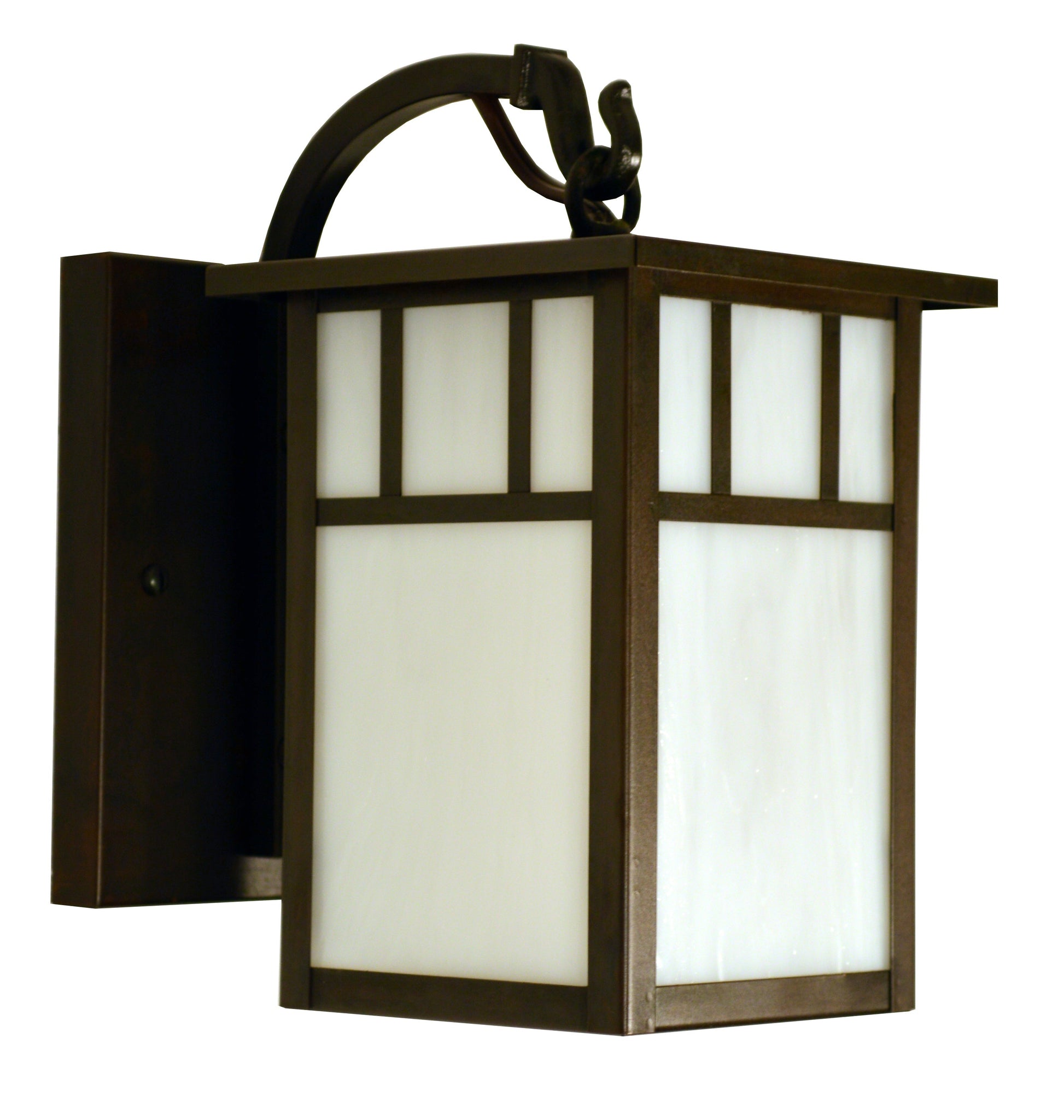 Arroyo Craftsman Huntington 4" Verdigris Patina Wall Mount With White Opalescent Glass and Double T-Bar Overlay