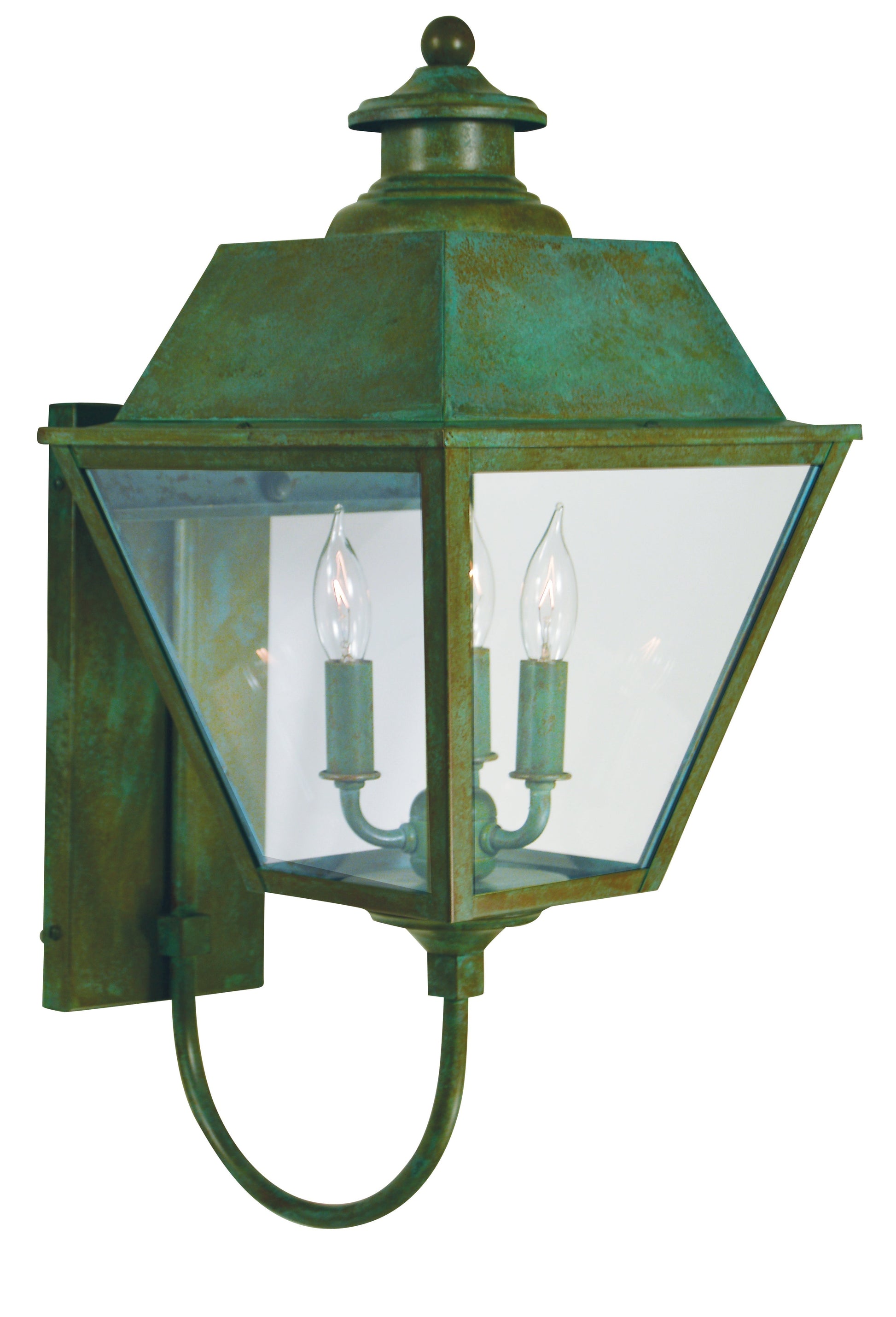 Arroyo Craftsman Inverness 10" Verdigris Patina Metal Roof Wall Mount With Clear Seedy Glass