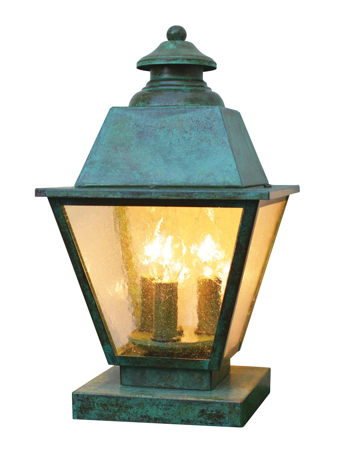 Arroyo Craftsman Inverness 8" Rustic Brown Metal Roof Column Mount With Clear Seedy Glass