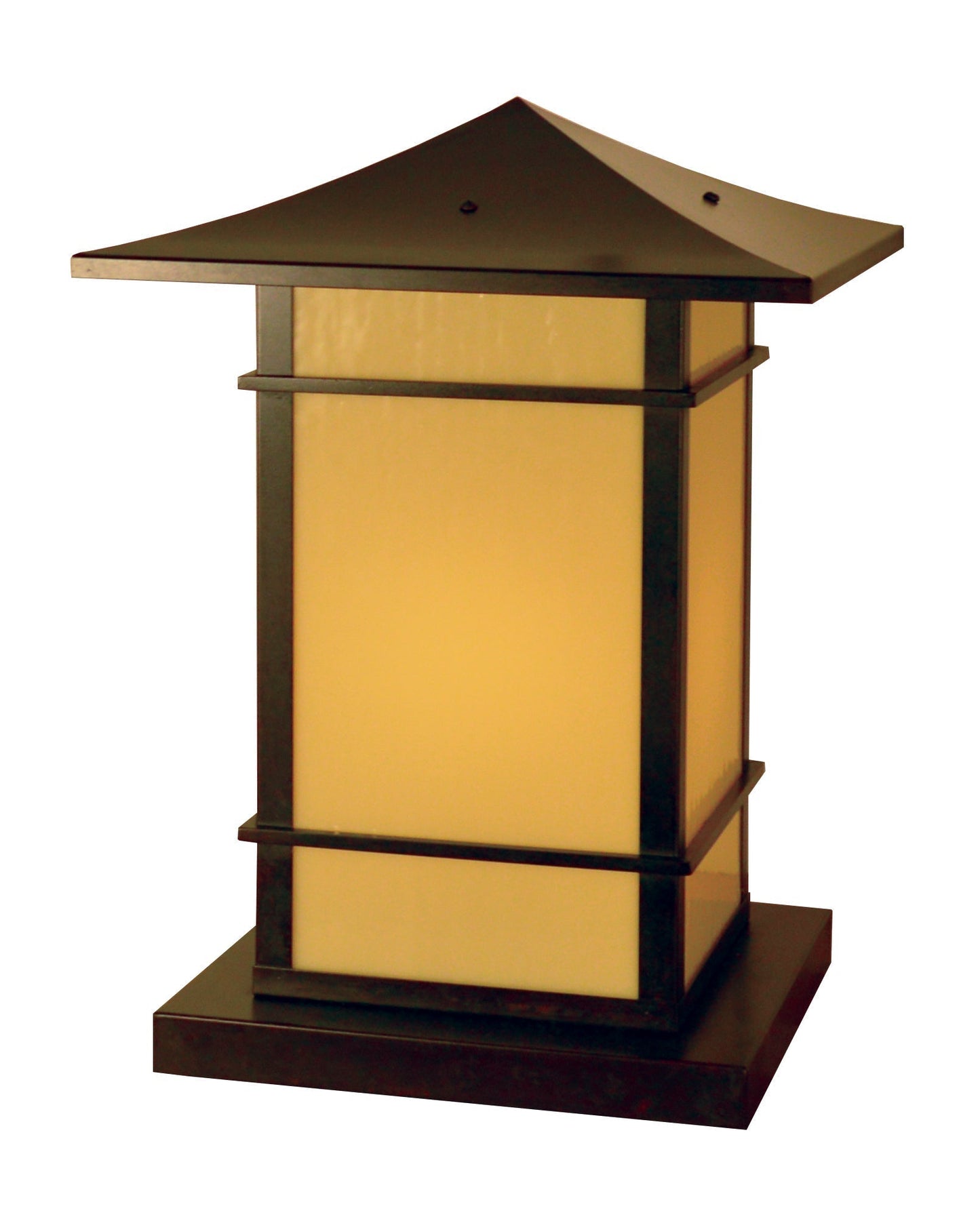 Arroyo Craftsman Katsura 12" Slate Column Mount With Cream Glass and Toshi Overlay