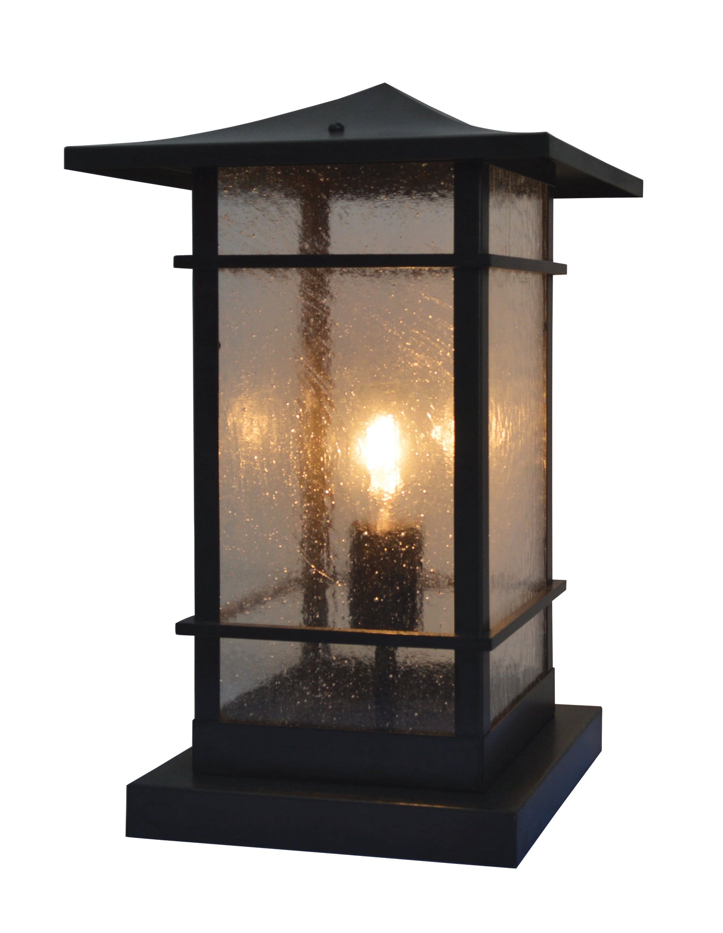 Arroyo Craftsman Katsura 9" Slate Column Mount With Cream Glass and Toshi Overlay