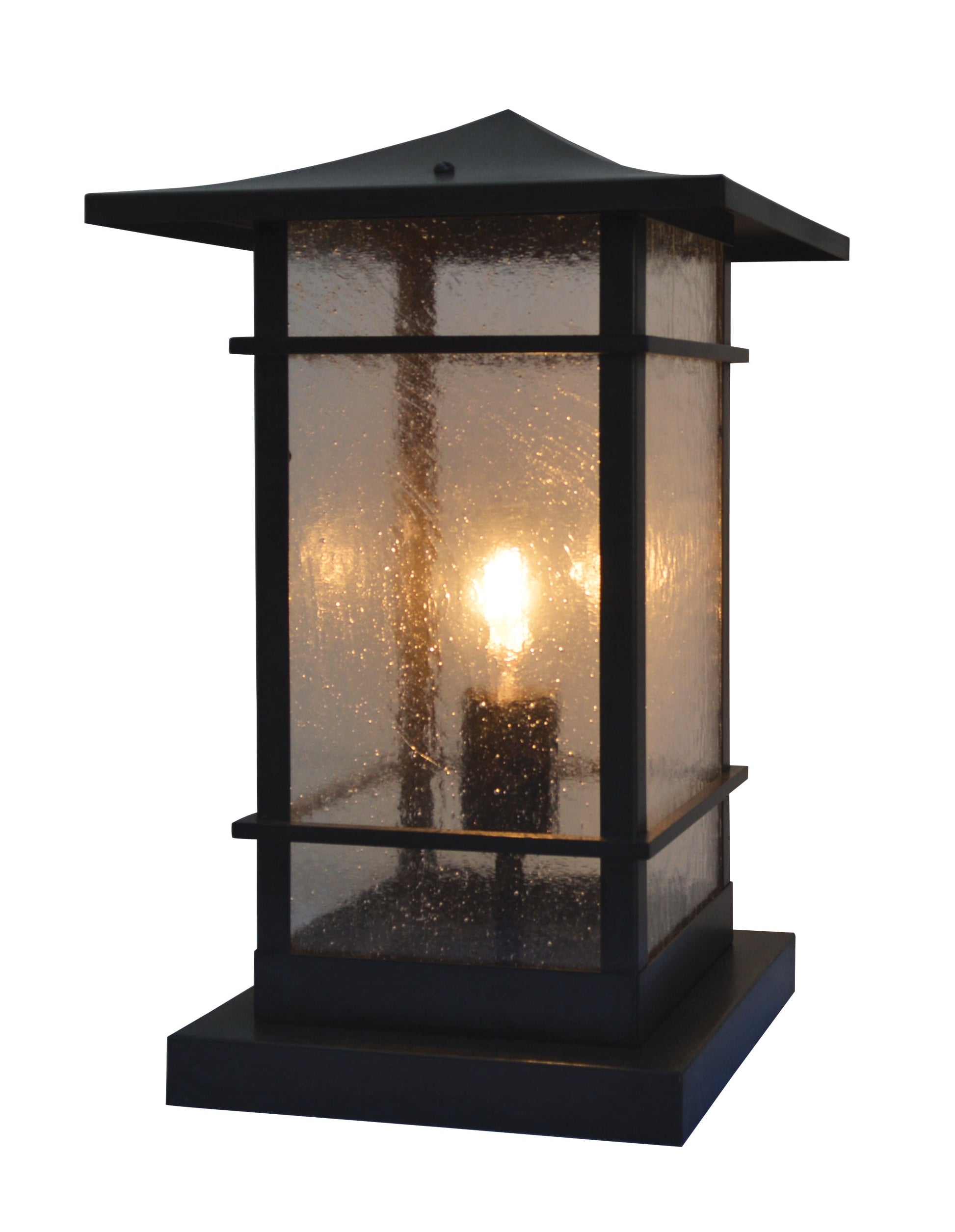 Arroyo Craftsman Katsura 9" Verdigris Patina Column Mount With Cream Glass and Toshi Overlay