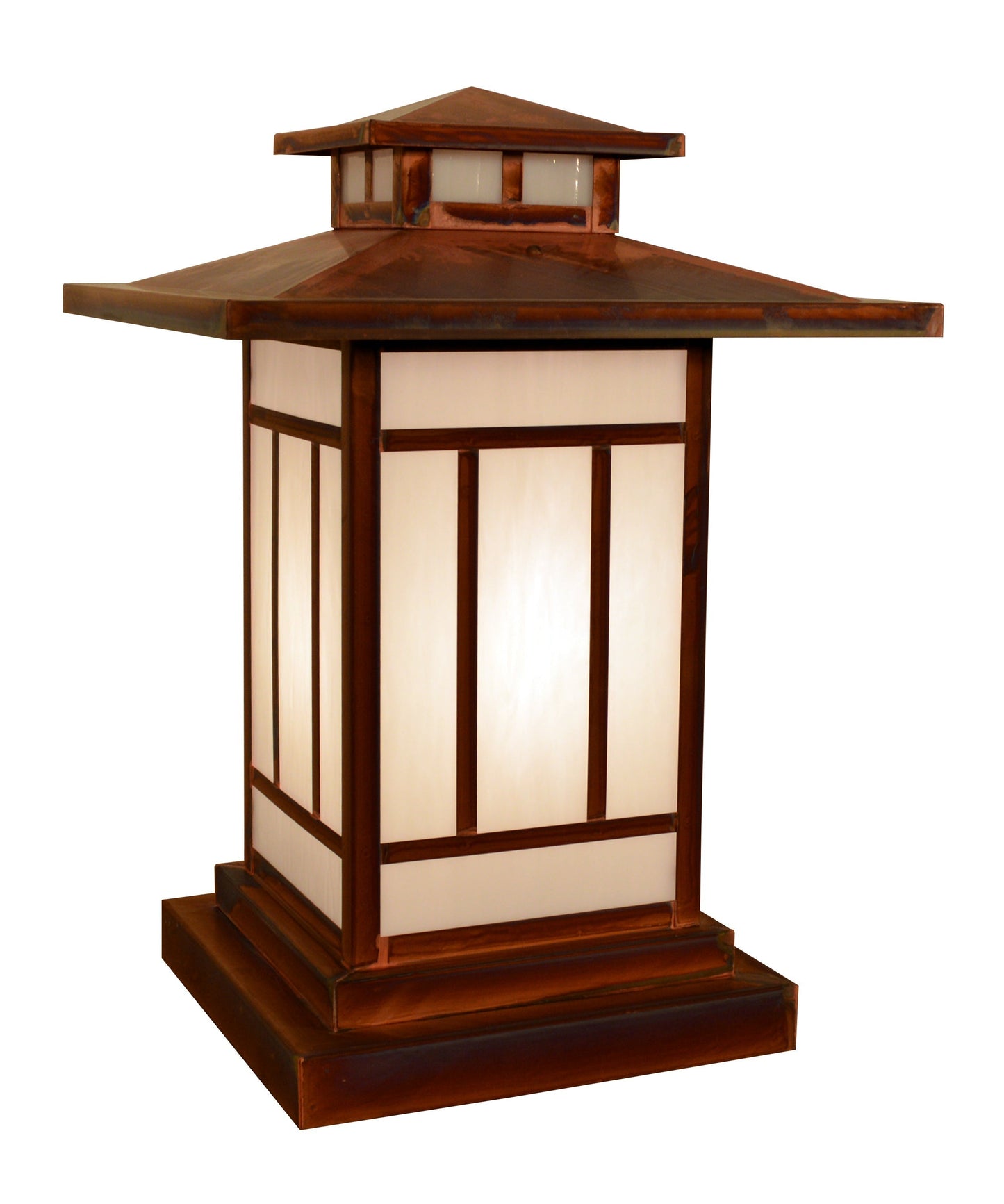 Arroyo Craftsman Kennebec 12" Raw Copper Column Mount With Frosted Glass