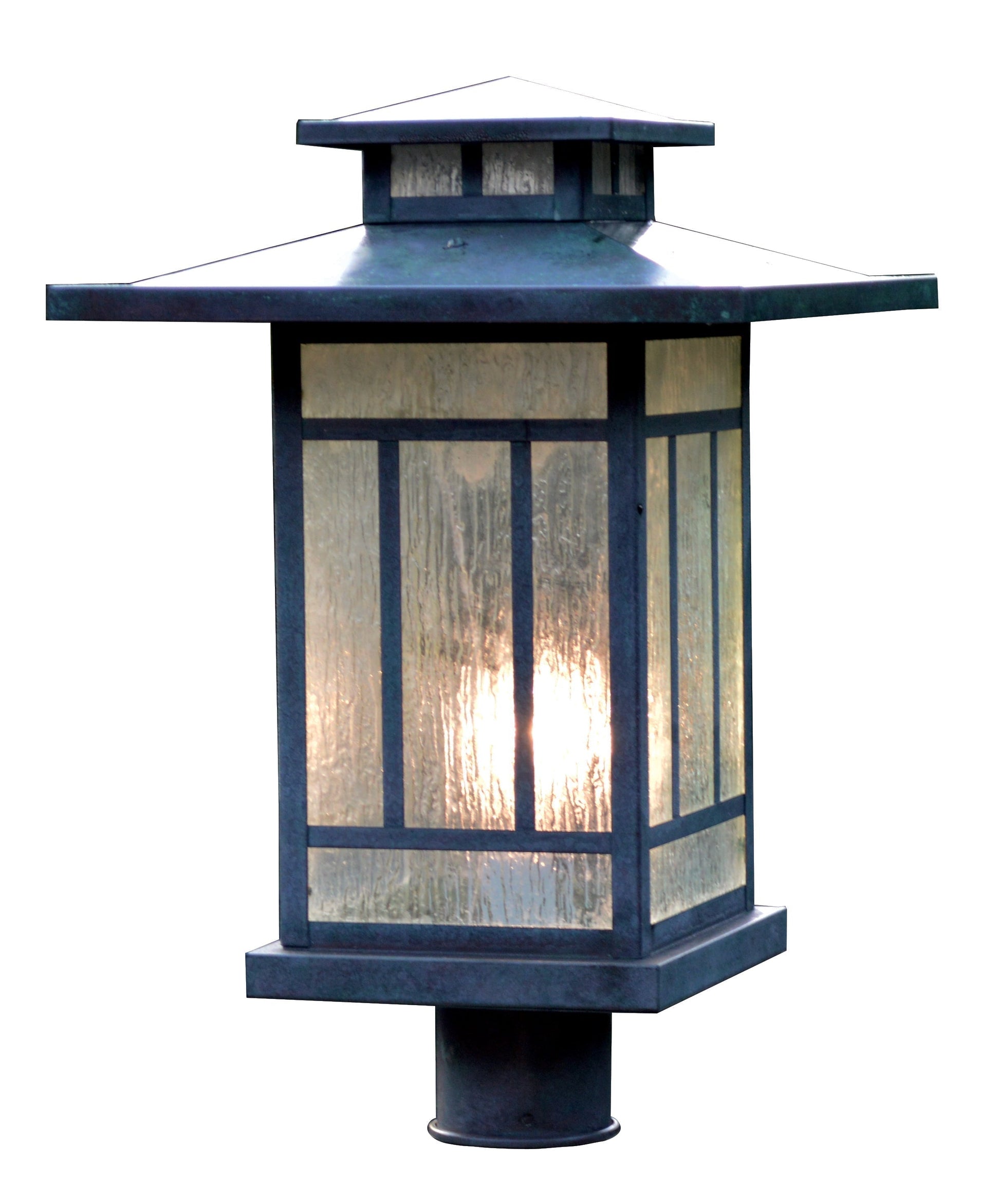 Arroyo Craftsman Kennebec 12" Rustic Brown Post Mount With Clear Seedy Glass