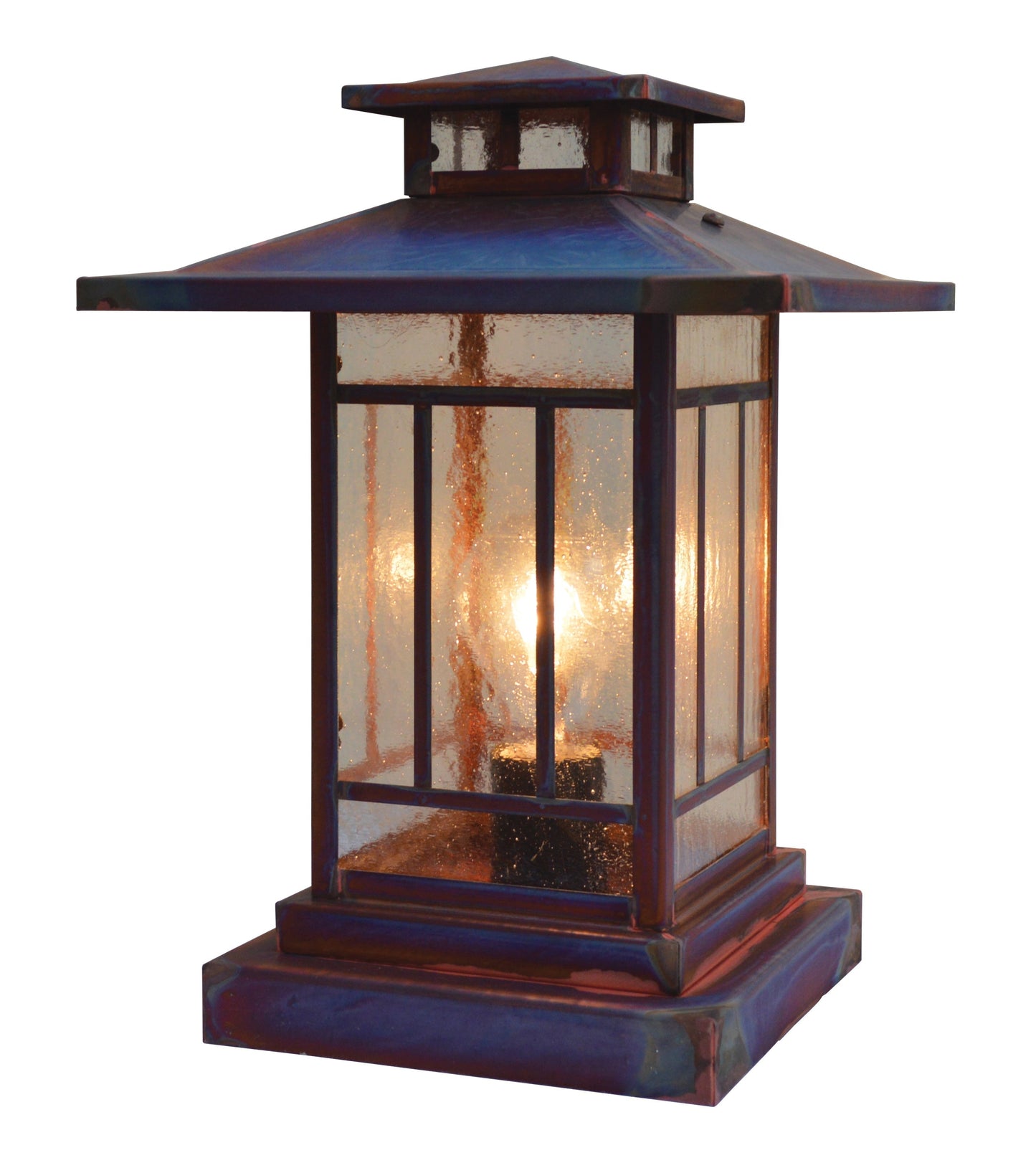 Arroyo Craftsman Kennebec 9" Antique Brass Column Mount With Rain Mist Glass