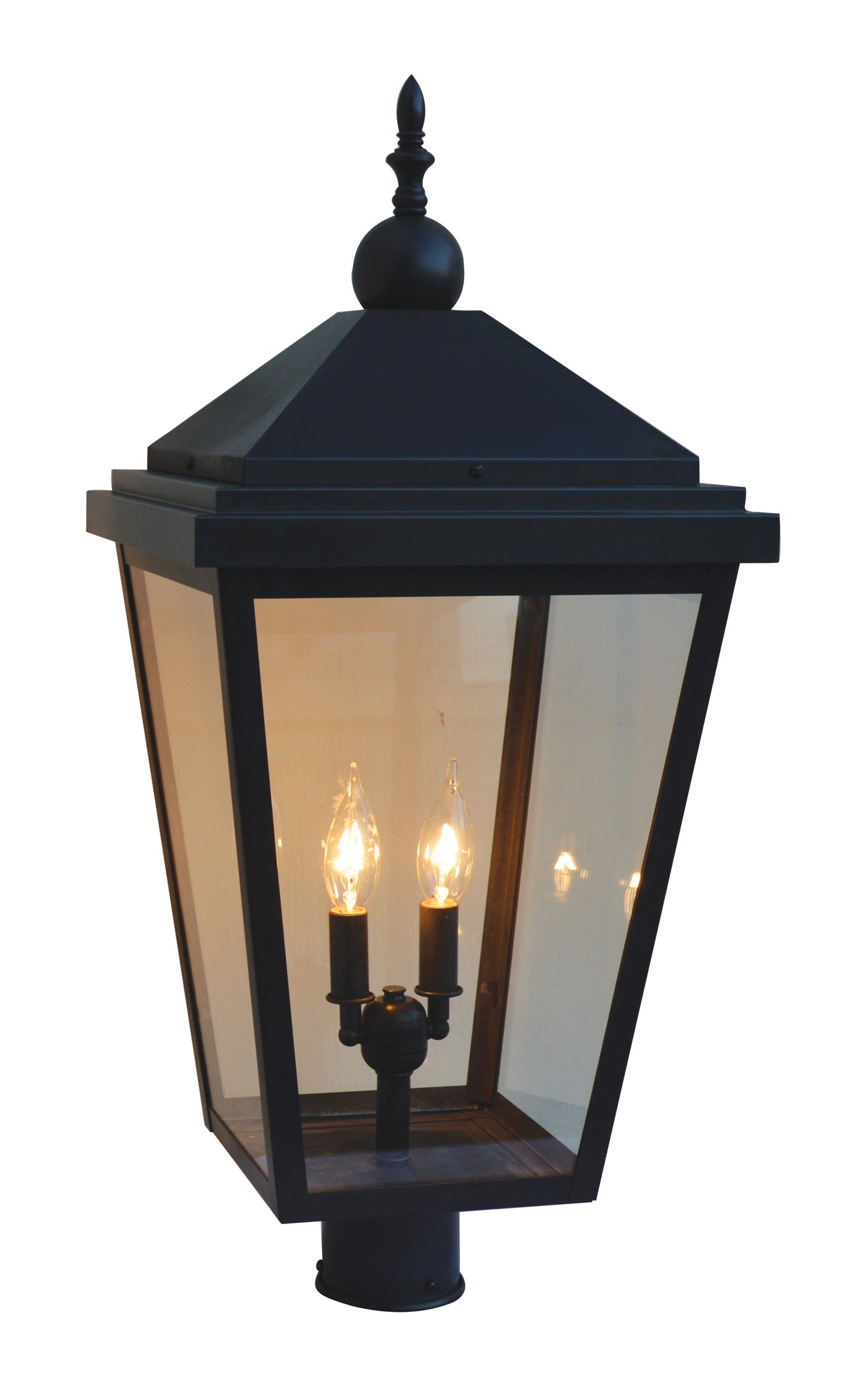 Arroyo Craftsman Lancaster 12" Bronze, Raw Copper Accents Post Mount With Clear Seedy Glass