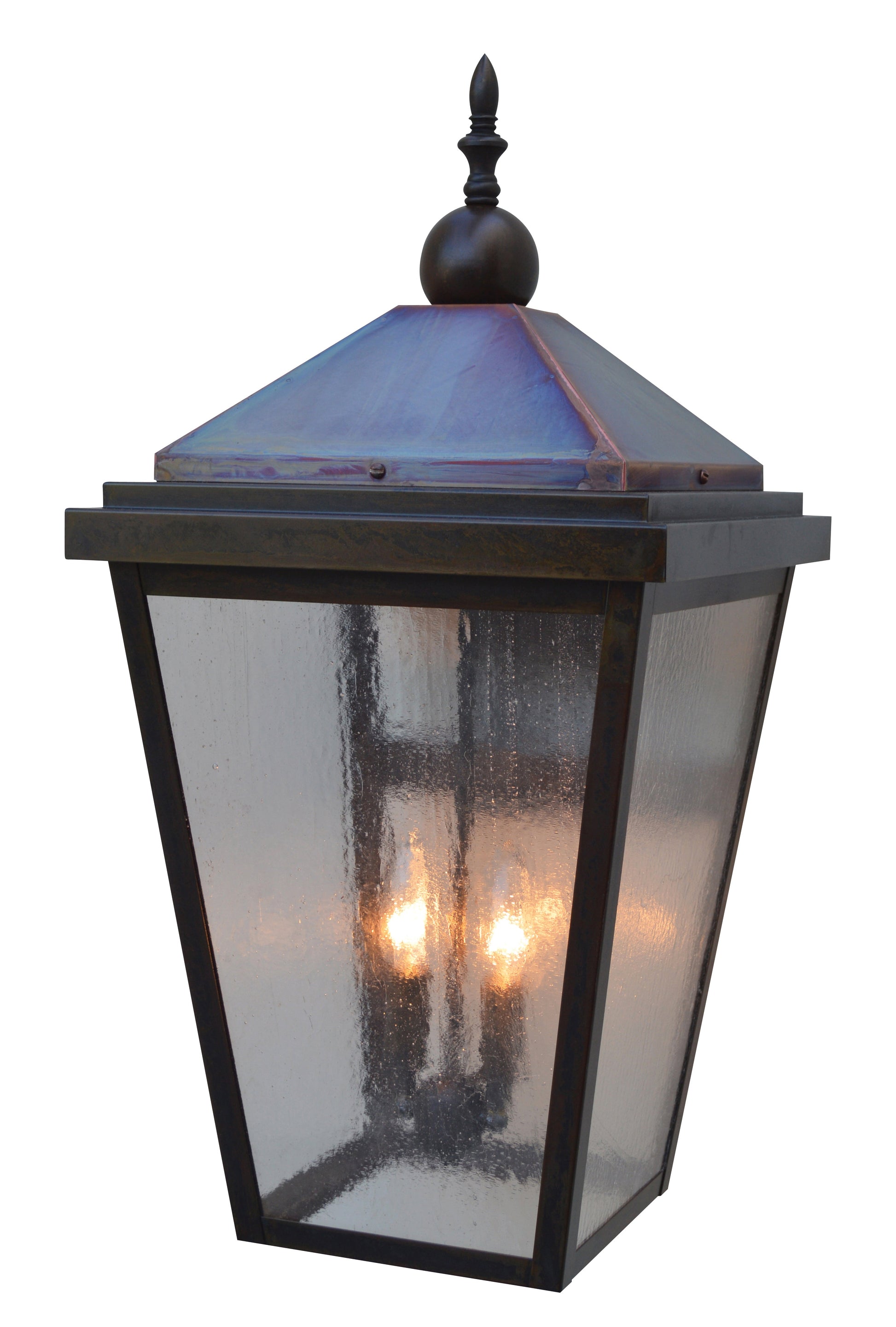 Arroyo Craftsman Lancaster 12" Mission Brown, Raw Copper Accents Wall Mount With Clear Seedy Glass