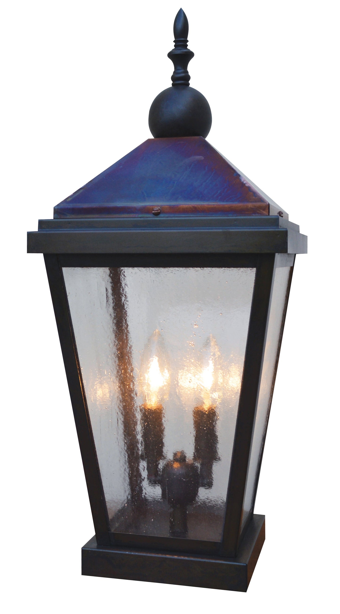 Arroyo Craftsman Lancaster 9" Bronze, Raw Copper Accents Column Mount With Clear Glass