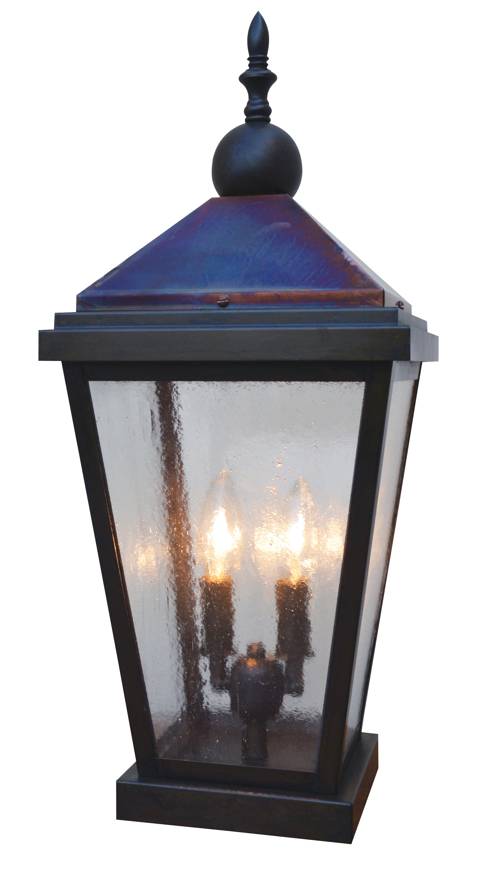 Arroyo Craftsman Lancaster 9" Bronze, Raw Copper Accents Column Mount With Clear Glass