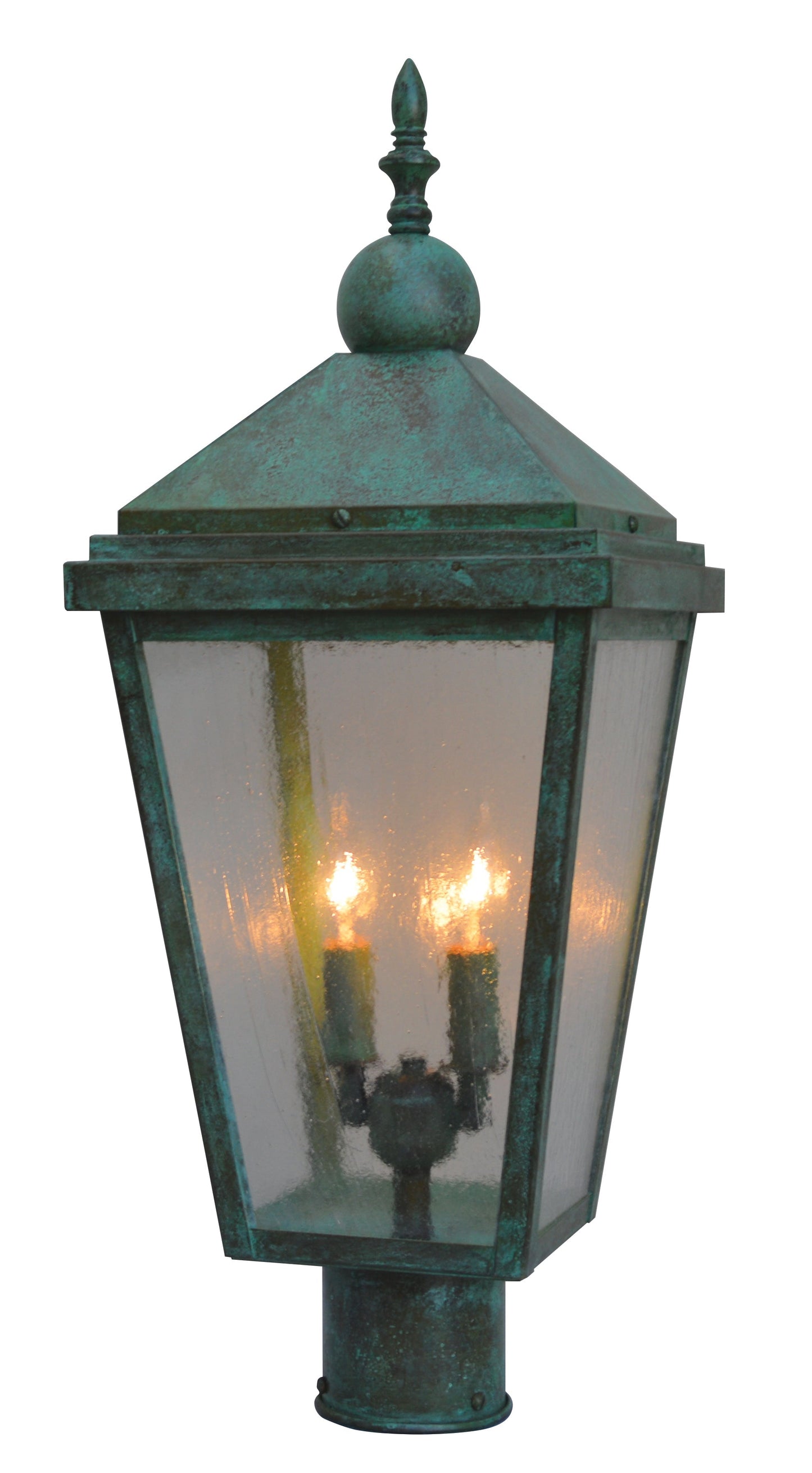 Arroyo Craftsman Lancaster 9" Bronze, Raw Copper Accents Post Mount With Clear Seedy Glass