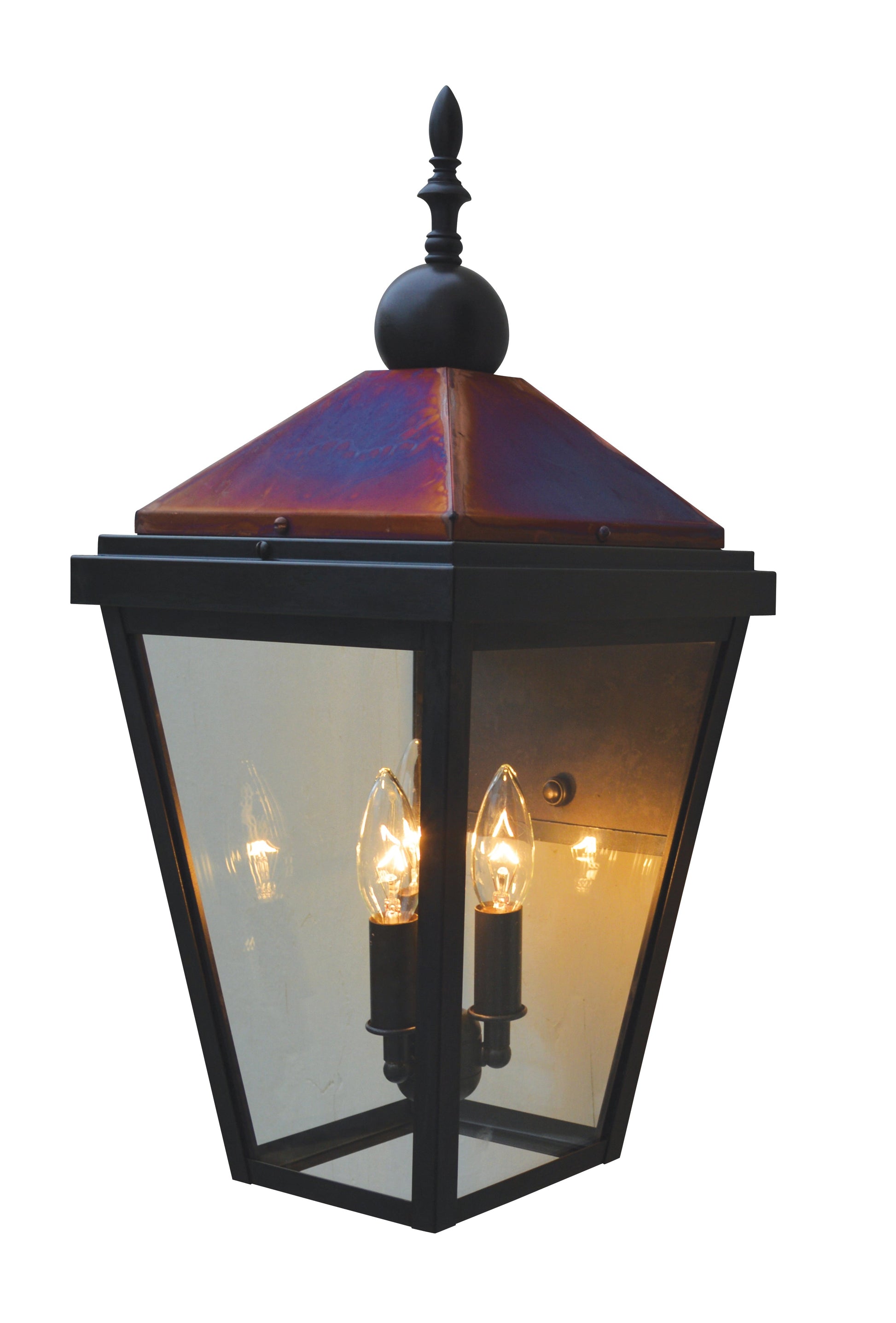Arroyo Craftsman Lancaster 9" Bronze, Raw Copper Accents Wall Mount With Clear Glass