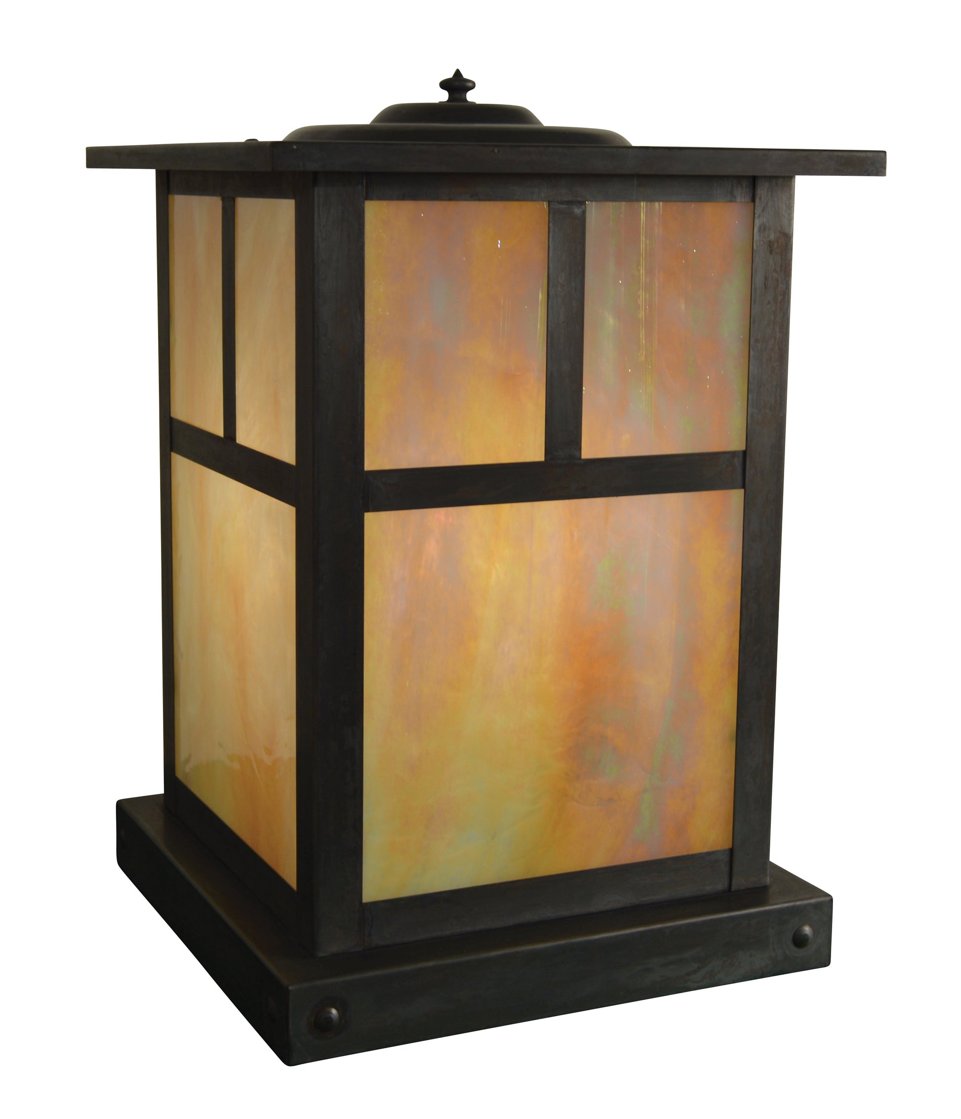 Arroyo Craftsman Mission 10" Slate Column Mount With Cream Glass and T-Bar Overlay