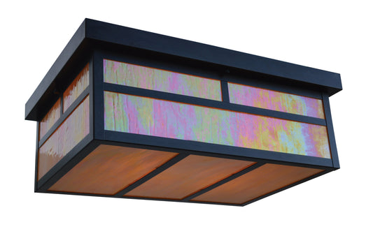 Arroyo Craftsman Mission 18" Bronze Flush Ceiling Mount With Almond Mica Glass