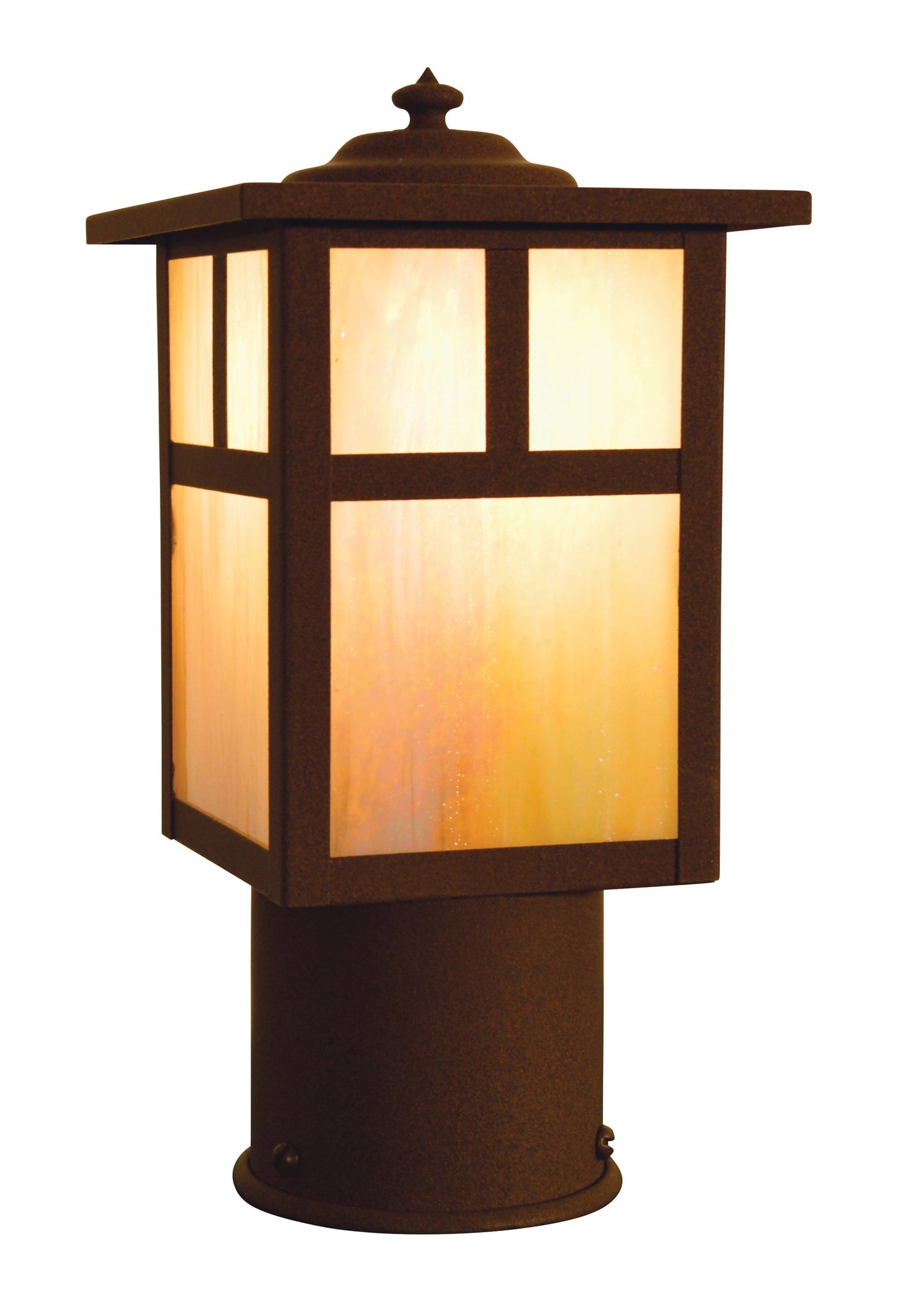 Arroyo Craftsman Mission 5" Pewter Post Mount With Almond Mica Glass
