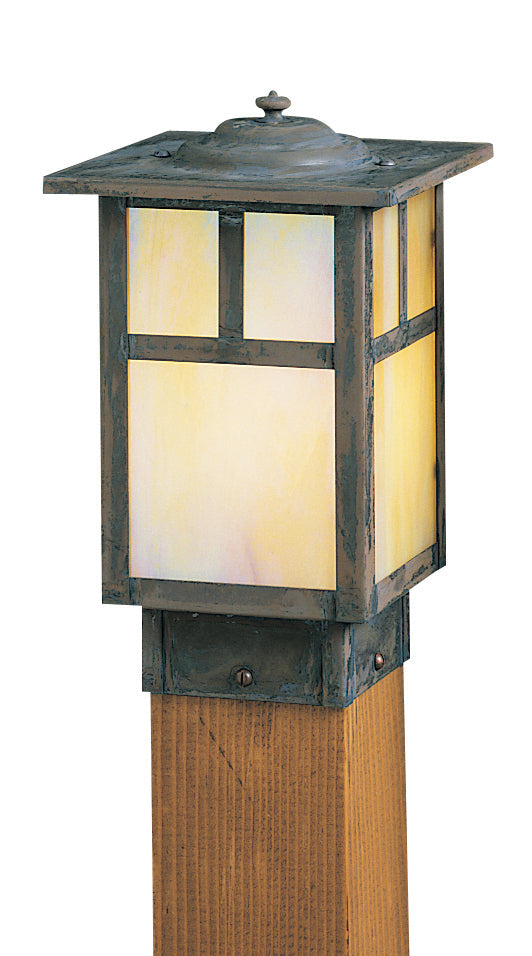 Arroyo Craftsman Mission 6" Antique Brass Post Cap Light With Almond Mica Glass