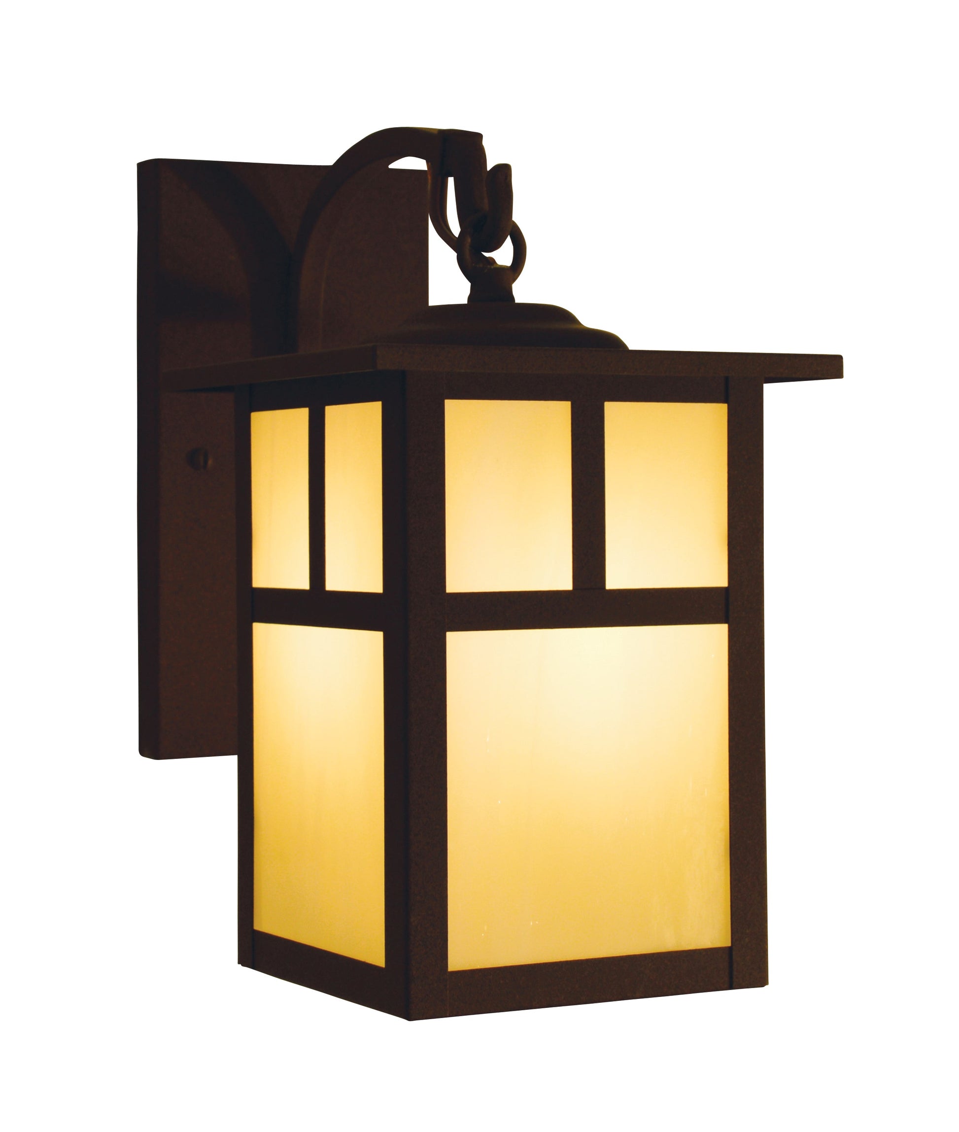 Arroyo Craftsman Mission 6" Pewter Wall Mount With White Opalescent Glass and T-Bar Overlay