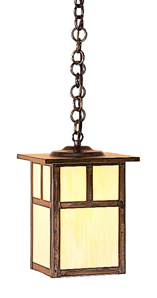 Arroyo Craftsman Mission 7" Mission Brown Pendant Lighting With Amber Mica Glass