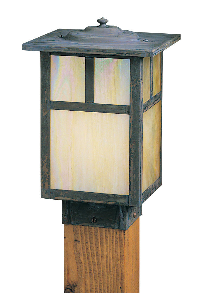 Arroyo Craftsman Mission 7" Satin Black Post Cap Light With Tan Glass