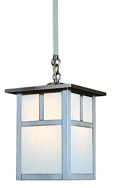 Arroyo Craftsman Mission 7" Slate Stem Hung Pendant With White Opalescent Glass and T-Bar Overlay