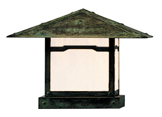 Arroyo Craftsman Monterey 12" Mission Brown Column Mount With Off White Glass and Pine Needle Overlay